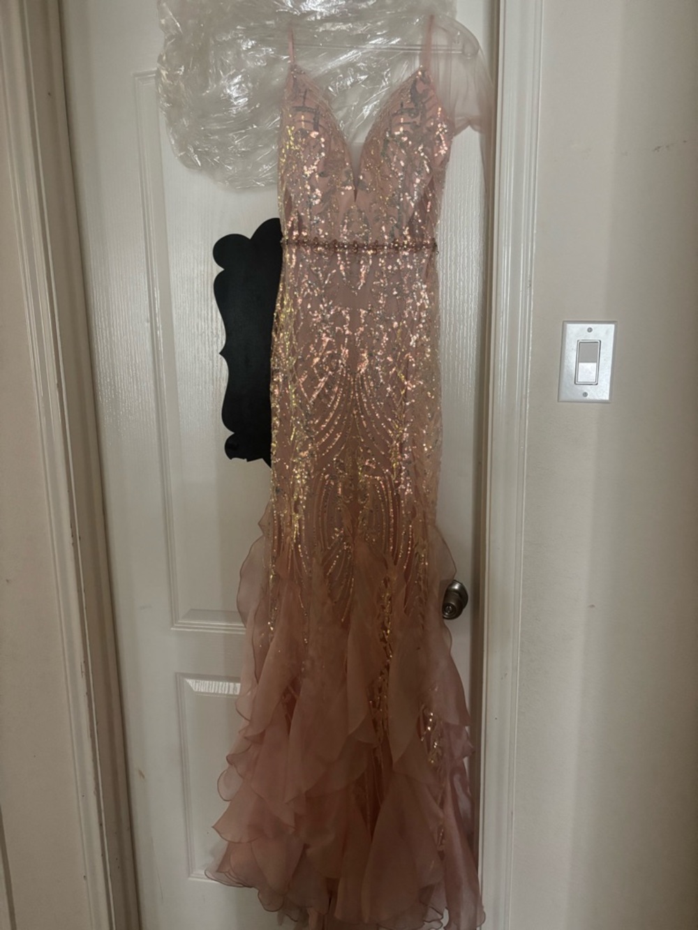Sequin Embellished Blush Pink Mermaid Gown